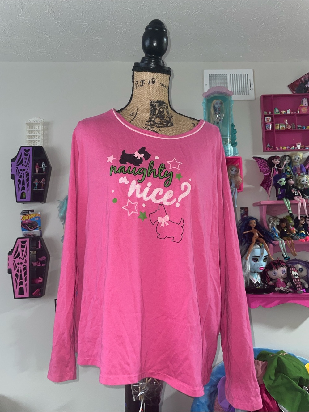 Bobbie Brooks Pink "Naughty or Nice?" Long-Sleeve Girls Top